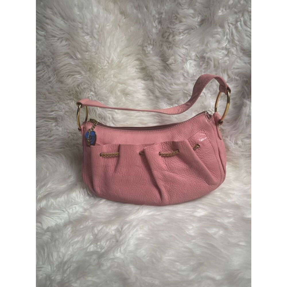 Vintage Juicy Couture leather Pink Satchel Bag with Gold Accents & Hardwares